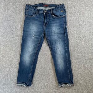 Flying Machine Jeans Mens 36 Skinny Jackson Blue Distressed Stretch Denim